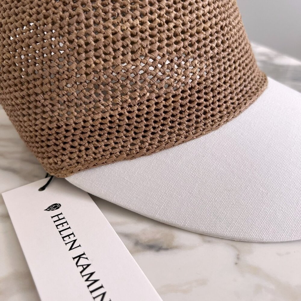 NWT - Helen Kaminski Vivette Raffia Cap - Nougat w/ Off white🤍🧢 - Picture 7 of 9